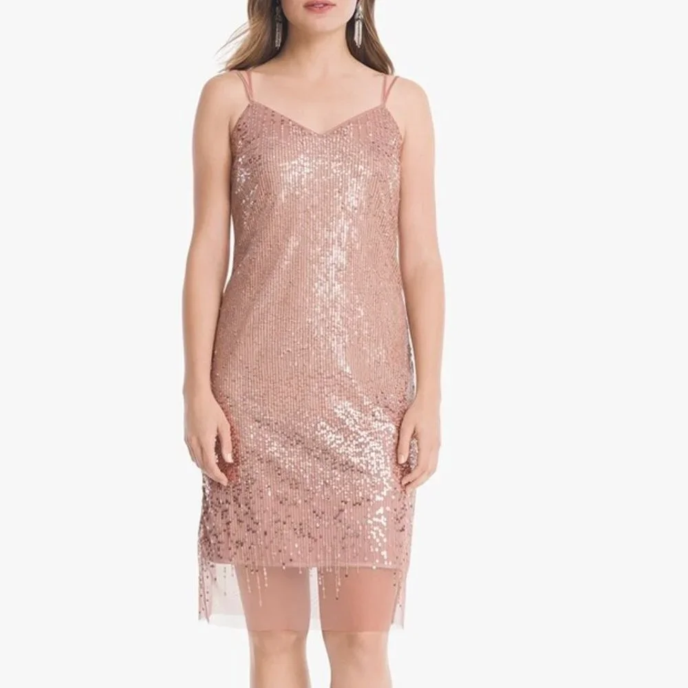 WHBM Strappy Sequin Shift Dress - Picture 1 of 16